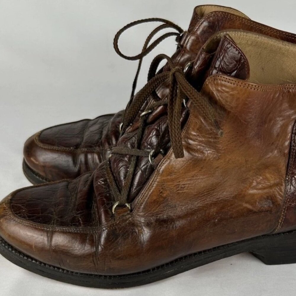 Vintage Walter Genuin Italy Brown Leather Judy Boot Womens 6.5 RARE Golf Loafers